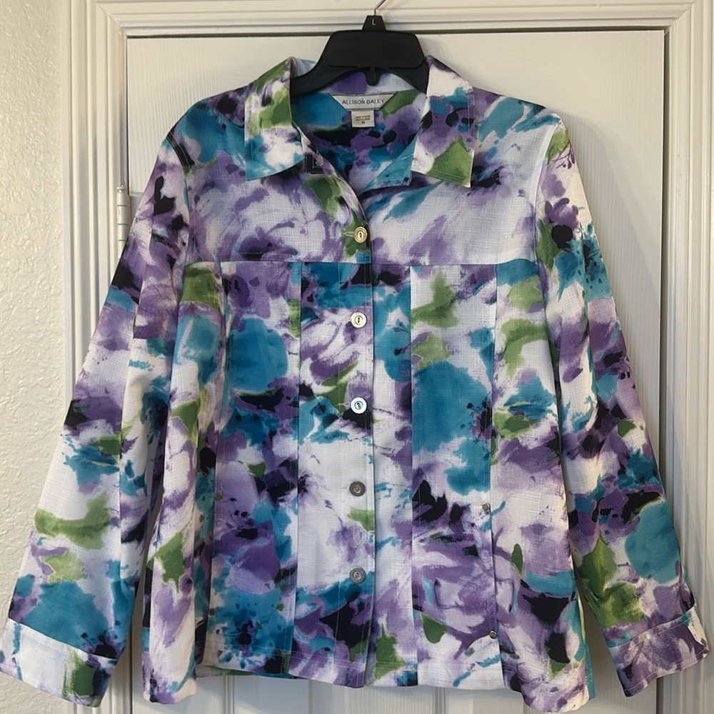Allison Daley Multi Print Jacket 16 Button Down